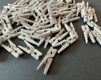 72 Mini Clothespins White wood wooden Baby, Scrapbooking, Favors, Party Supply Supplies