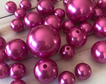 42 Hot Pink Pearls Mix 30mm 20mm 14mm Kawaii Cosplay Costume Jewelry Supplies Supply Beads Embellishments