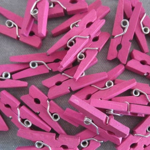 72 Mini Clothespins Hot Pink Wood Wooden Scrapbooking, Baby and Party Supply Supplies image 5