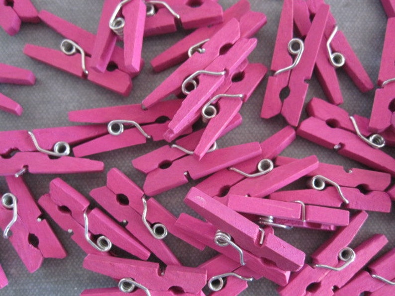 72 Mini Clothespins Hot Pink Wood Wooden Scrapbooking, Baby and Party Supply Supplies image 5
