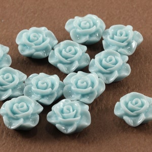 12 Blue Resin Roses - 1/2 Inch Cabochon - Scrapbooking, Jewelry Design ...