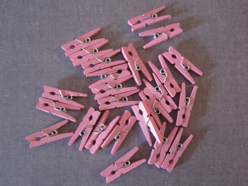 Mini Clothespins Pink wood wooden Baby Girl 24 or 72 PCS Scrapbooking and Party Supply
