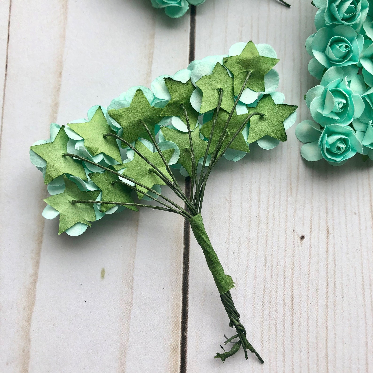 144 Mint Green Paper Roses Flowers Mini 14 Mm 1 2 Bridal Etsy