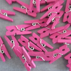 72 Mini Clothespins Hot Pink Wood Wooden Scrapbooking, Baby and Party Supply Supplies image 2