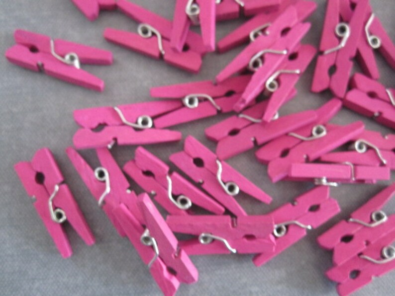 72 Mini Clothespins Hot Pink Wood Wooden Scrapbooking, Baby and Party Supply Supplies image 2