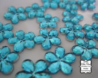 300 Turquoise flower rhinestones - loose gems crystals 1 oz. party invitation favor dance hair bows kawaii decoden embellishments