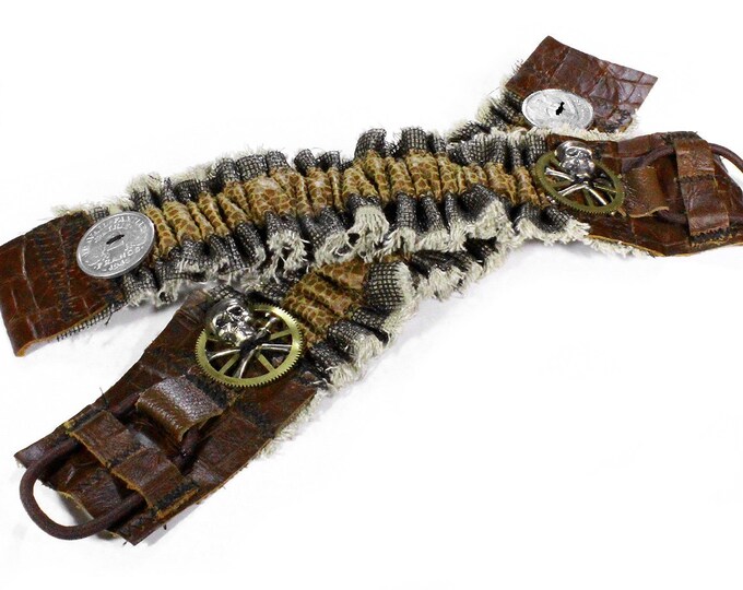 Steampunk Shirt Garters Mens Sleeve Garter Brown Leather Mesh Etsy