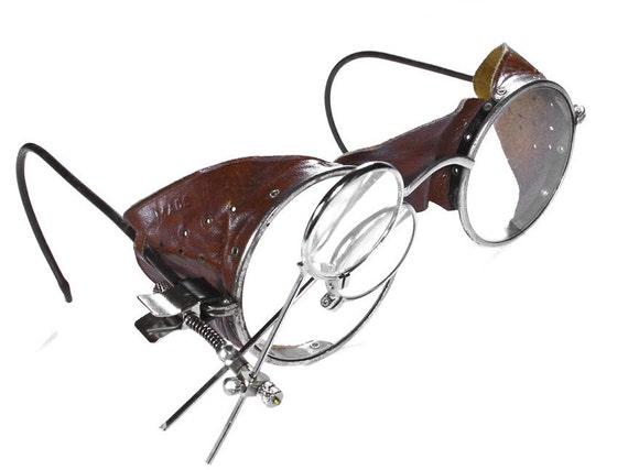 Steampunk goggles leather accents