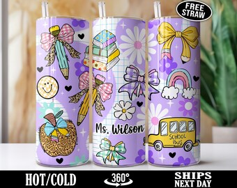 Personalized Teacher Tumbler, Custom Teacher Cup, Teacher Appreciation Coffee Tumbler Cup, Cute Teacher Thank You Gifts for Teacher