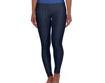 Pantalon legging de yoga rayé bleu marine