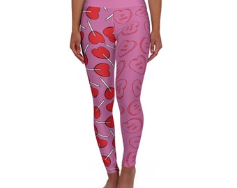 Pantalon legging de yoga rose bonbon pour la Saint-Valentin