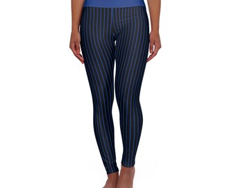 Marineblaue Yoga-Leggings mit Streifen