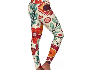 Floral Yoga Leggings , flower yoga pants, flower leggings, floral colorful leggings