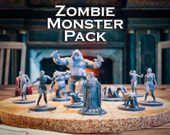 Zombie Monster Pack | 10 Miniatures Starter Set - 28mm Scale DnD D&D Tabletop Miniature Mini Bundle Pack Lot