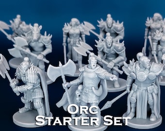 Orc Starter Set | Random Encounter Pack | 10 Miniatures - 28mm Scale DnD D&D Tabletop Miniature Mini