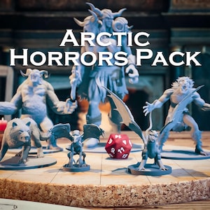 Arctic Horrors Monster Pack / 6 Miniature Starter Set - 28 mm Scala DnD D&D Miniatura da tavolo Bundle Pack Lot Icewind Dale Troll Gigante
