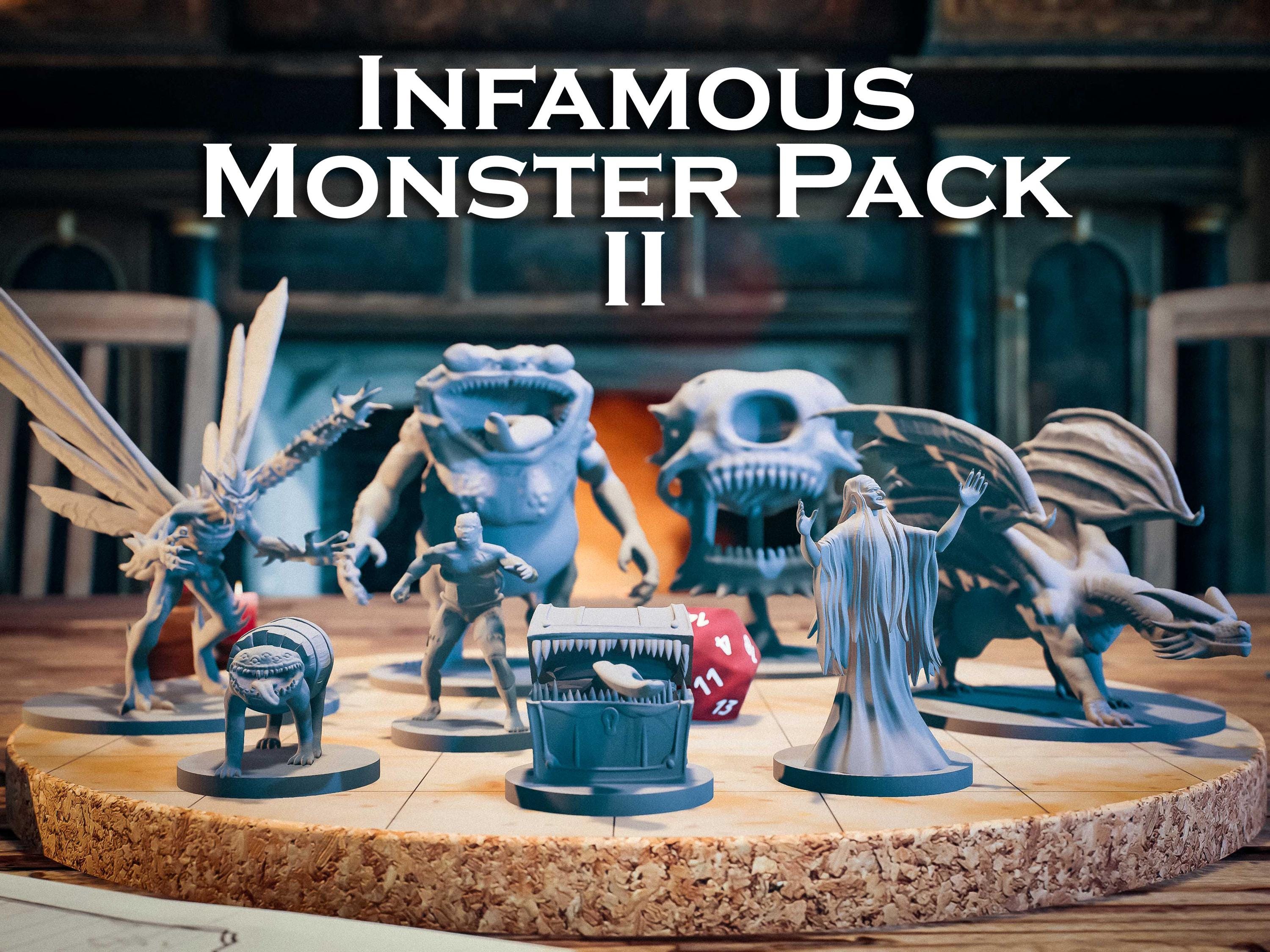 Infamous Monster Pack II | 8 Miniatures Starter Set - 28mm Scale DnD D&D Tabletop Miniature Mini Bundle Pack Lot