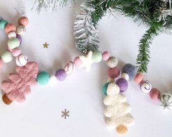Sugar Plum Dreams Christmas Holiday Pom Garland/ Nutcracker inspired Garland/Holiday Mantel Decor/Pastel Christmas Decor/Xmas Garland