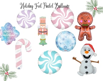 Hoilday Christmas Foil Balloons/Holiday Christmas Balloon/Christmas Party Balloon/Holiday Party Decor/Kids Pastel Christmas Decor