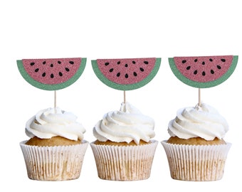 One In A Melon Pink Watermelon Cupcake Topper, Watermelon 1st Birthday, First Birthday Partyty, Sweet One Melon Party,