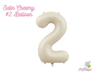 Creamy Satin beige 2 balloon/ second birthday cream balloon/ cream number two balloon/ second birthday boho/ neutral birthday balloon 2