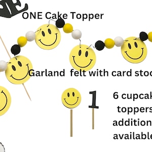 One Happy Dude Party Bundle /Cake Topper Felt garland, One Happy Dude Cupcake topper Garland, One Happy Dude Party, One Cool Dude