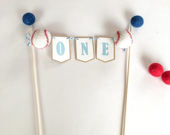 Felt Baseball cake topper/little rookie 1st birthday cake topper/Baseball theme party/Vintage baseball party decor/baseball birthday