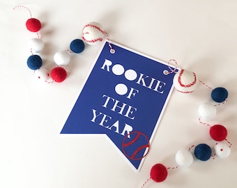 Rookie of the Year high chair banner/ first birthday baseball banner/ Little Rookie birthday decor/Baseball 1st Birthday Decor/One baseball