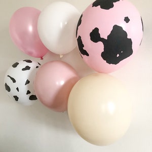 6 Cowgirl Theme Pink Balloons Farm Birthday Balloons Farm Baby Shower Decor Pink Barnyard Birthday Moo Birthday Party Holy Cow Pink image 1