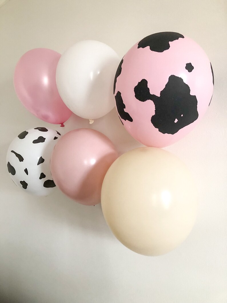 6 Cowgirl Theme Pink Balloons Farm Birthday Balloons Farm Baby Shower Decor Pink Barnyard Birthday Moo Birthday Party Holy Cow Pink image 1