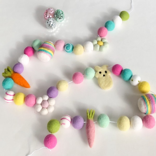 Spring Easter Felt Pom Pom Garland/ Easter Decor/Easter Egg Pompom garland/Spring Felt balls/ Easter Party Decor /Felt ball garland