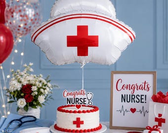 Nailed it Nursing Grad Balloon, Ready to call the shots, Nurse Hat Foil Balloon, Nursing party balloons, New Nurse Party