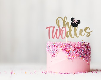 Twodles Cake topper,Mouse 2nd Birthday, Girl's Mouse Birthday, Oh twodles pink decor, I'm Twodles, Pink party decor, Two Birthday