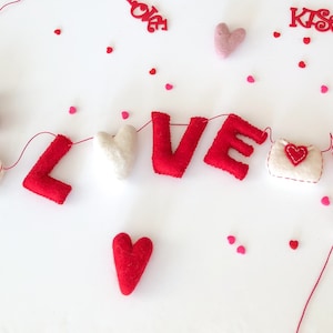 Valentine Wool love letter banner/ Valentine love garland/Heart Felt Ball Garland/Valentines Day Decor/Mantel Decor/Valentine's Day gift