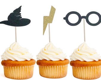 wizard Cupcake topper, Wizard Party Decorations, HP party picks, Magical Cupcake toppers, Wizard Birthday Decor