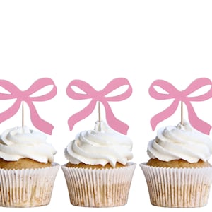 30 Pack White Satin Ribbon Bow Cake Toppers - 5.7x3 Inch, Coquette Theme For Birthday Wedding Decor - View #2