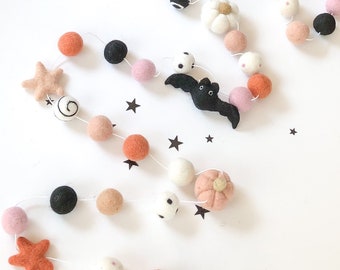 Halloween Pumpkin  Blush Felt Garland/Halloween Decor/Halloween Banner/Kids Halloween Party/Halloween Mantel/ Fall Decor