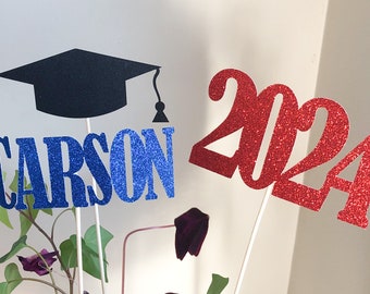 2024 Custom Personalized Grad Party Picks/Grad Table Center/Graduation Party Decor/Name Grad Party Decor/Grad Cake topper/Class of 2024