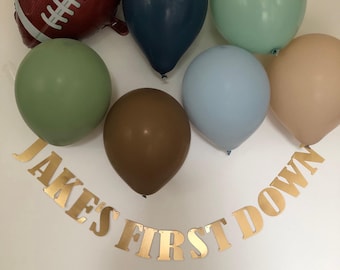 Football 1st down party banner, first year down letter banner, Football 1st birthday, Sport birthday decor, Personalized football party