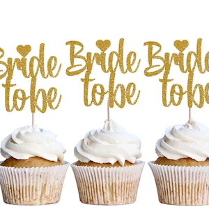 Engagement Cupcake topper/Bride to be Toppers/Bridal shower Cupcake toppers/Engagement Party Decor/Bach party decor/Bachlorette decor image 1