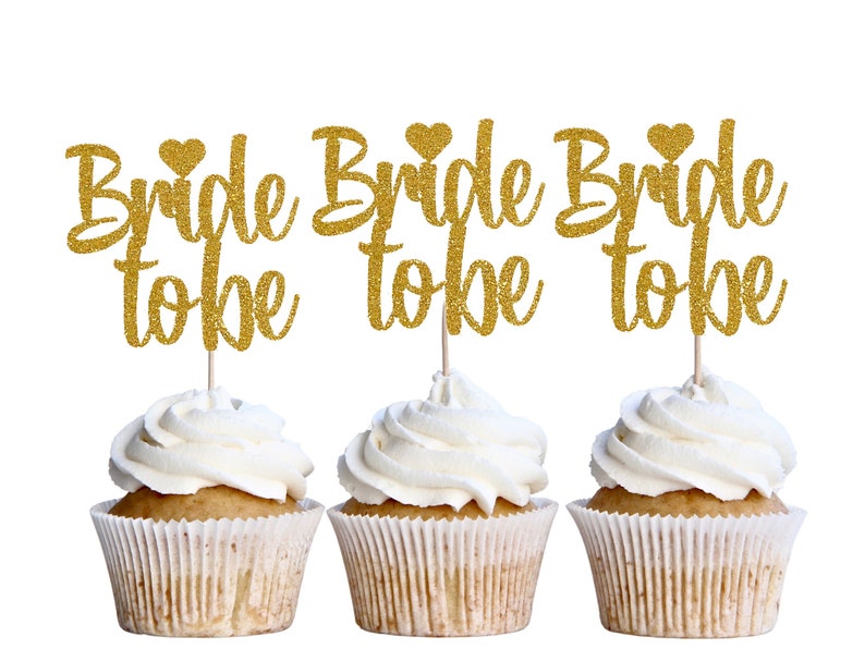 Engagement Cupcake topper/Bride to be Toppers/Bridal shower Cupcake toppers/Engagement Party Decor/Bach party decor/Bachlorette decor image 1