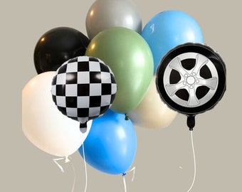 Race Car Balloon Bouquet, Two Fast Birthday, Two Fast Two Curious, neutral Race Car Party, Fast One, Race Car Birthday, Checkered Balloons