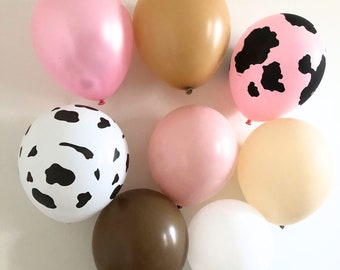 8 Cow Theme Girl Balloons| Farm Birthday Balloons | Farm Baby Shower Decor Pink Barnyard Birthday | Moo Birthday Party\ Holy Cow Birthday
