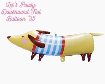 Dachshund Lets Pawty Balloons | Dog Puppy Birthday Party Decoration | Puppy Birthday Party Decoration Balloon | wiener dog party