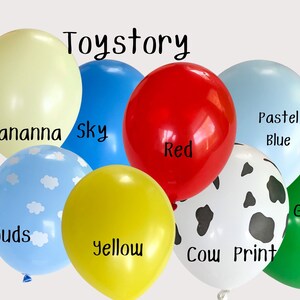 Toy Inspired Balloons 11"/Classic toy party decor/Barn party balloons/Toddler Story Balloons/Diy garland/Toy Birthday Party Decor