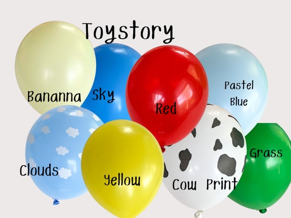 Toy Inspired Balloons 11"/Classic toy party decor/Barn party balloons/Toddler Story Balloons/Diy garland/Toy Birthday Party Decor