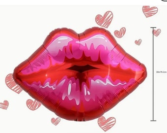 30" Lips Balloon - Red Pink - Valentines Day, Wedding, Bachelorette Bash, Bridal Backdrop, xoxo,kissy lips, Engagement Balloon