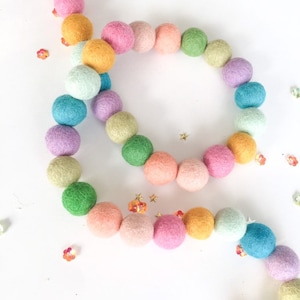 Pastel Rainbow Spring Felt Pom Pom Garland/ Spring  Decor/ Spring Pompom garland/Spring Felt balls/Easter Felt garland/Felt ball garlands