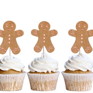 Pink Gingerbread Cupcake toppers, Pink Gingerbread Baking Party, What's Baking Baby Shower, Gingerbread Kids Holiday party decor