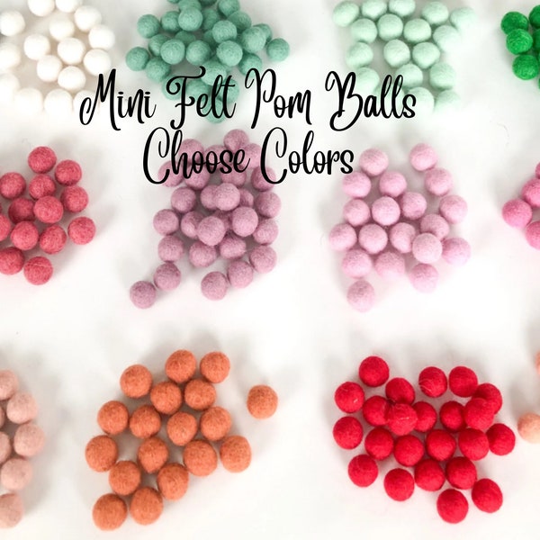 Bulk 1.5 cm Mini Tiny Felt Pom Balls Choose Colors |  Wool Craft supplies | Felt Pom Garland| DIY Garland| Wool felt pom poms| felt supplies